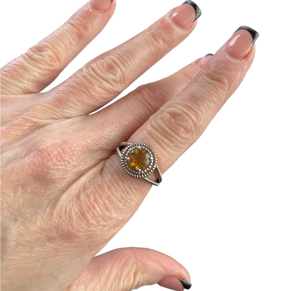 Signed Sai 925 Silver Open Back Multi Faceted Pro… - image 1